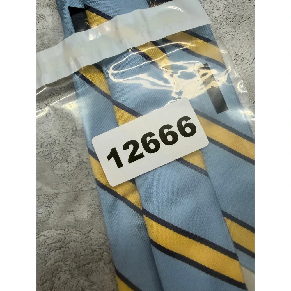 Brooks Brothers Silk Tie Mens OS Light Blue Yellow Striped Makers USA